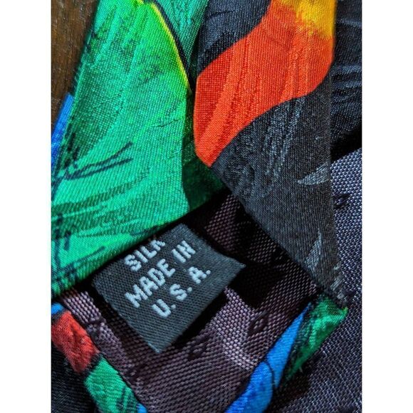 Rush Limbaugh No Boundaries Men's Bright Colors Leaf Pattern Silk Tie - Picture 4 of 4